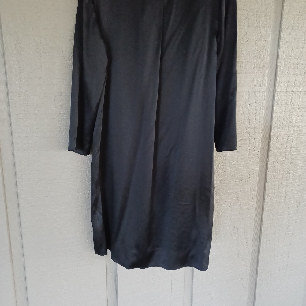 Vince Mock Neck Silk Shift Dress Size S Women Minimalist Quiet Luxury In Black - Picture 7 of 15
